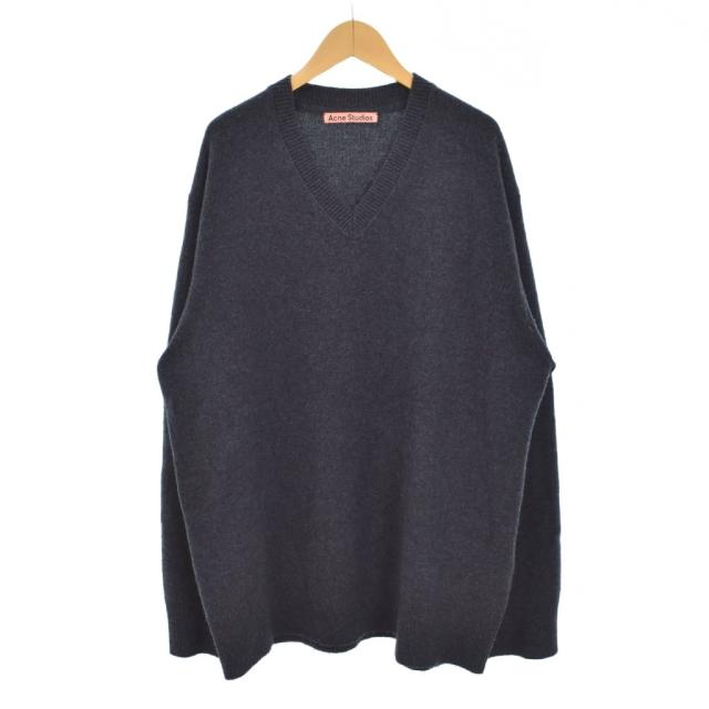 【中古】Acne Studios セーター ニット 無地 Vネック 長袖 プルオーバー M 灰色 グレー FN-MN-KNIT000334