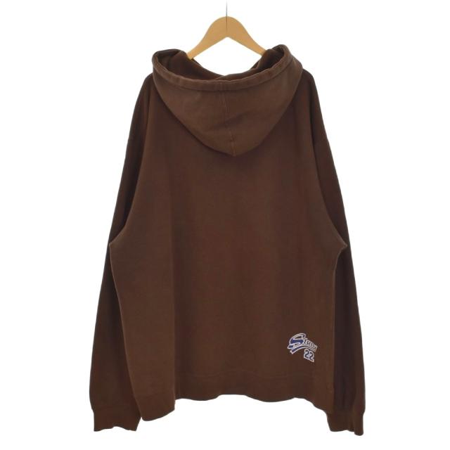 【中古】ステューシー STUSSY 90s パーカー フード 長袖 ロゴプリント プルオーバー ブラウン ネイビー XL メンズ_1