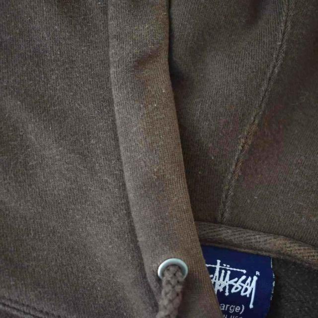 【中古】ステューシー STUSSY 90s パーカー フード 長袖 ロゴプリント プルオーバー ブラウン ネイビー XL メンズ_6