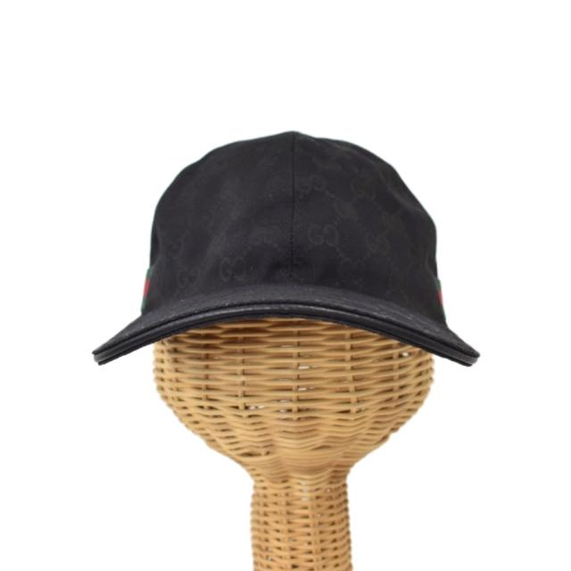 【中古】グッチ GUCCI GGキャンバス シェリーライン ベースボールキャップ M 黒 ブラック 601564 ☆AA★_1