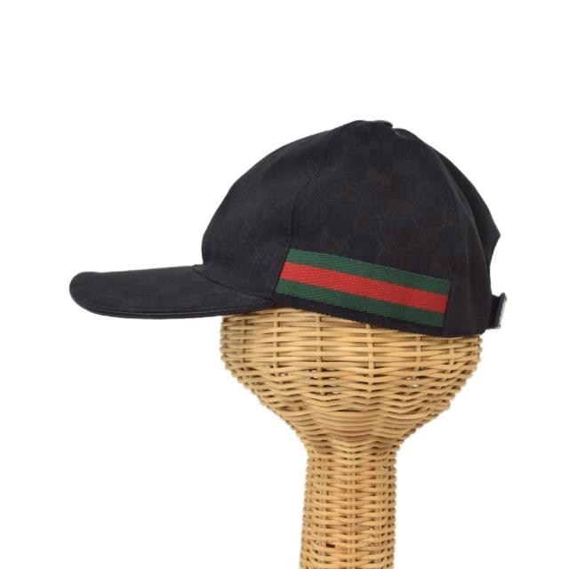 【中古】グッチ GUCCI GGキャンバス シェリーライン ベースボールキャップ M 黒 ブラック 601564 ☆AA★_2