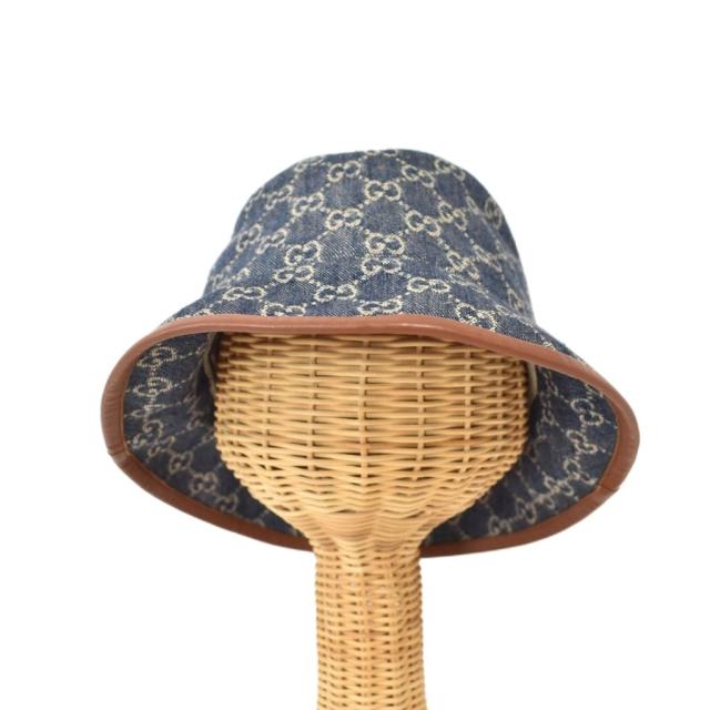 【中古】グッチ GUCCI GGキャンバス デニム バケットハット 帽子 L 青 ブルー 576371 ☆AA★ レディース_1