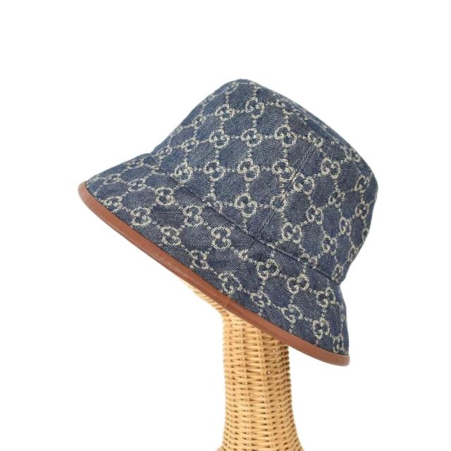 【中古】グッチ GUCCI GGキャンバス デニム バケットハット 帽子 L 青 ブルー 576371 ☆AA★ レディース_2