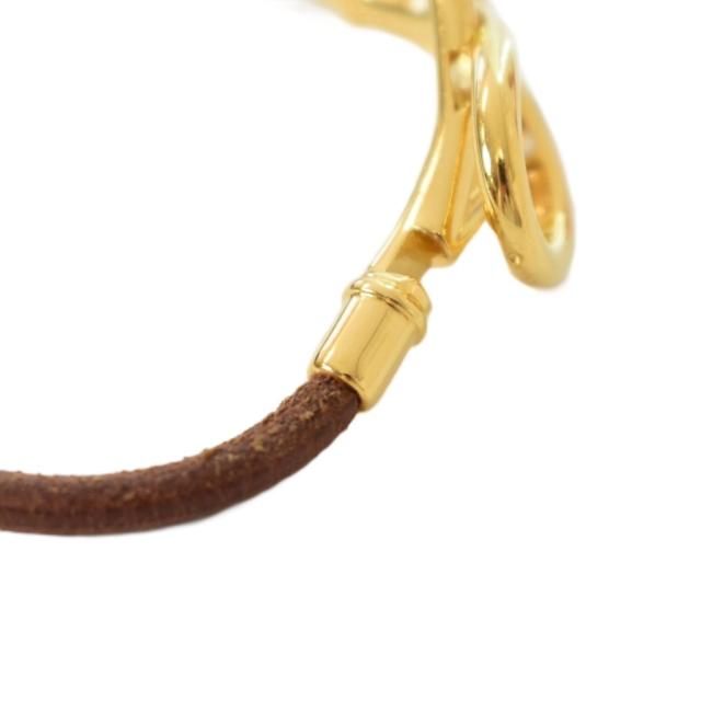 【中古】エルメス HERMES アタメ ブレスレット アクセサリー レザー 茶 ブラウン ゴールドカラー メンズ レディース_3