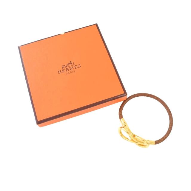 【中古】エルメス HERMES アタメ ブレスレット アクセサリー レザー 茶 ブラウン ゴールドカラー メンズ レディース_4