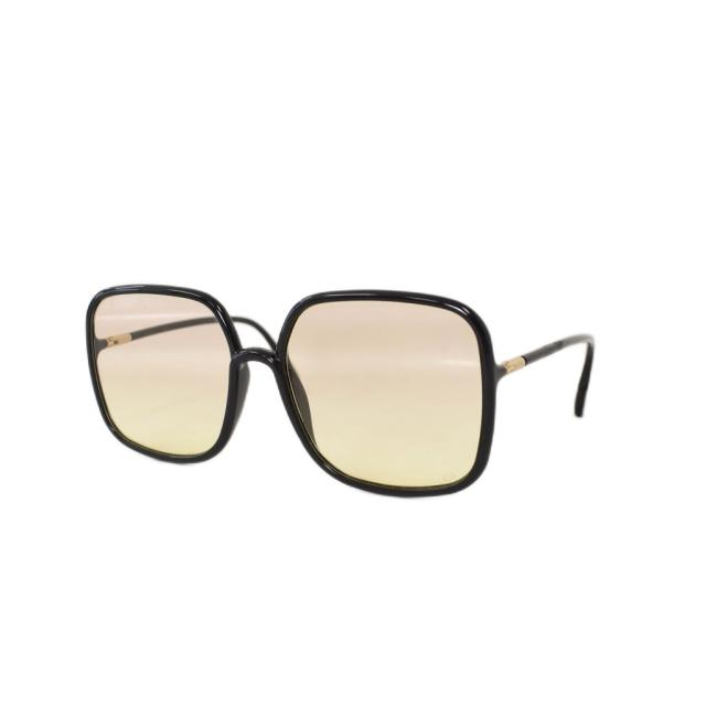 【中古】クリスチャンディオール Christian Dior サングラス スクエアフレーム アイウェア 黒 ブラック ☆AA★