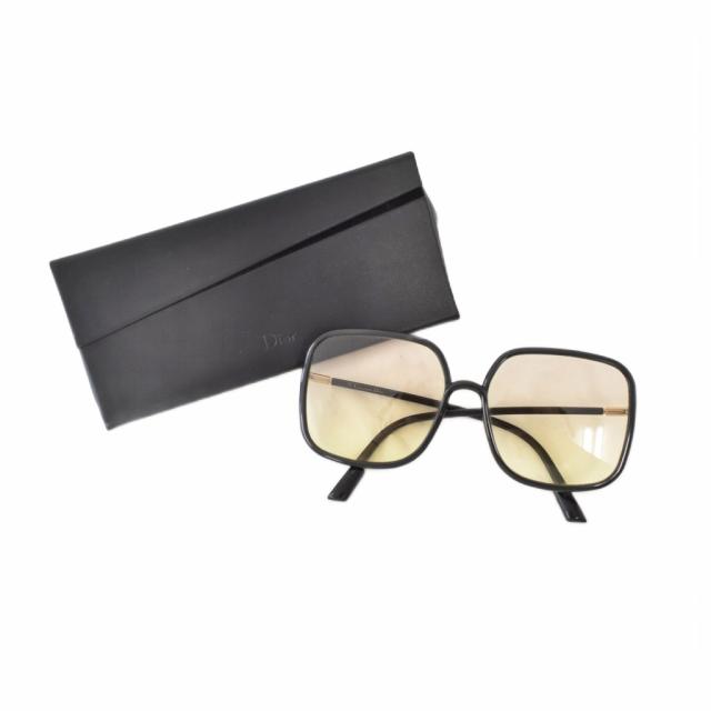 【中古】クリスチャンディオール Christian Dior サングラス スクエアフレーム アイウェア 黒 ブラック ☆AA★_8