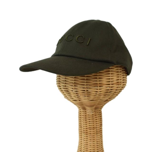 【中古】グッチ GUCCI かぶり笠 野球鳥打ち帽 ロゴタイプ刺しゅう 無地 XL カーキ 緑であること 835851 4HBGF ☆AA★ メンズ