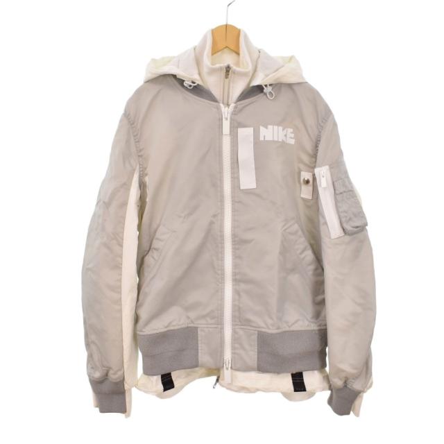 【中古】サカイ sacai ナイキ NIKE AS Womens NRG LAYERED JKT レイヤードジャケット ブルゾン S グレー CZ4678-097