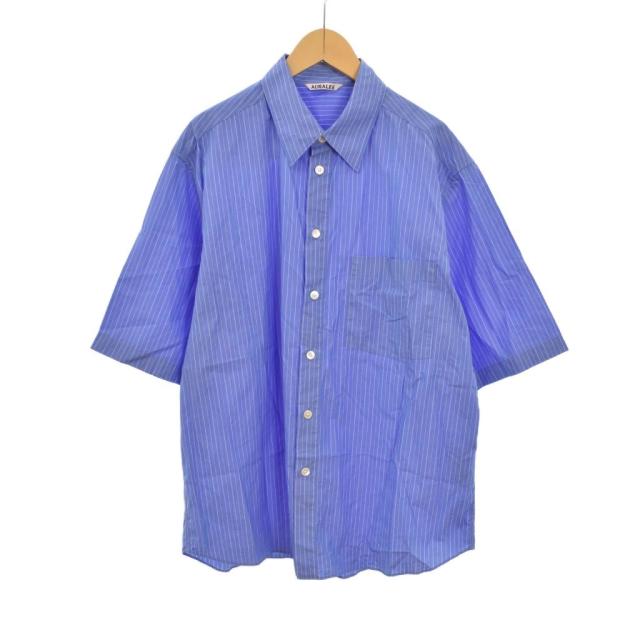 【中古】オーラリー AURALEE 25SS SUVIN HIGH COUNT CLOTH STRIPE HALF SLEEVED SHIRT シャツ 半袖 A25SS02SS