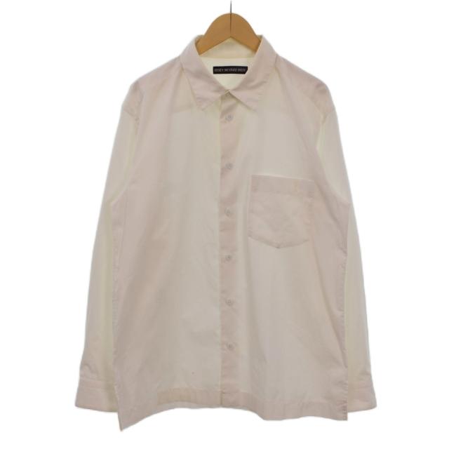 【中古】ISSEY MIYAKE シャツ 長袖 襟付き 無地 フロントボタン 胸ポケット 2 白 ホワイト ME83FJ250 メンズ