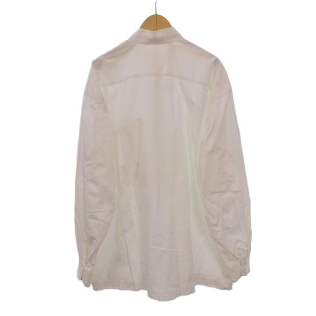 【中古】ISSEY MIYAKE シャツ 長袖 ノーカラー 胸ポケット 無地 フロントボタン 日本製 L 白 ME43-FJ303 メンズ_1