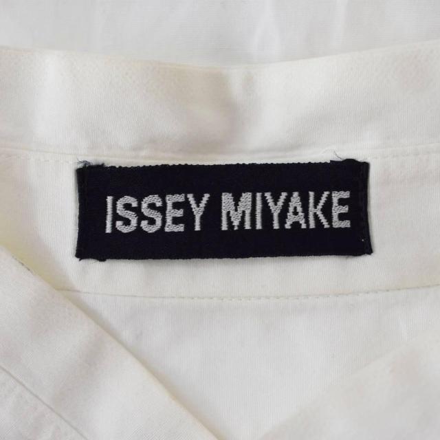 【中古】ISSEY MIYAKE シャツ 長袖 ノーカラー 胸ポケット 無地 フロントボタン 日本製 L 白 ME43-FJ303 メンズ_2