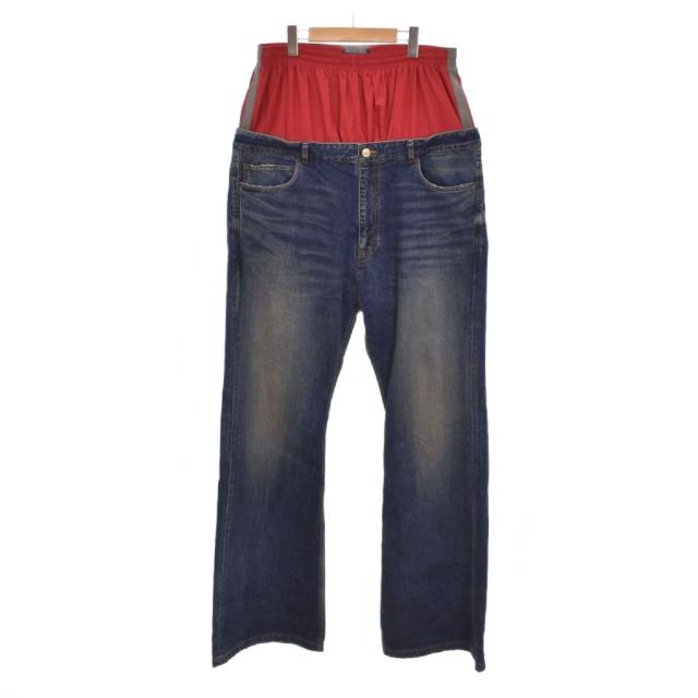 【中古】バレンシアガ BALENCIAGA 24SS レイヤード デニムパンツ ジーンズ XL 青 ブルー 814224 ☆AA★ メンズ