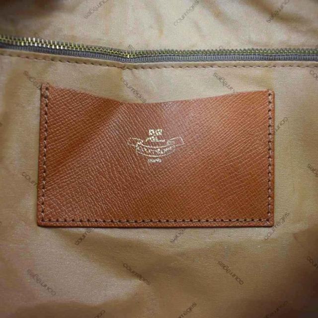 【中古】クレージュ courreges ボストンバッグ 鞄 ロゴ型押し 南京錠鍵付き 無地 レザー調 茶 ブラウン レディース_4
