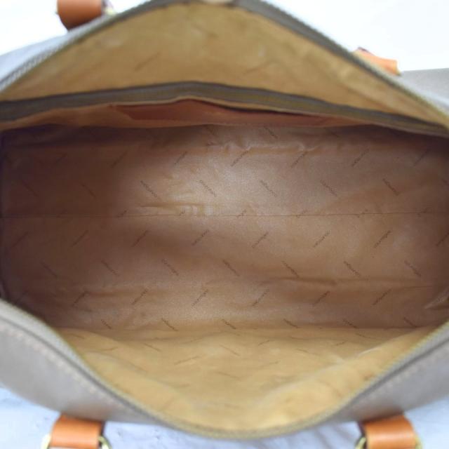 【中古】クレージュ courreges ボストンバッグ 鞄 ロゴ型押し 南京錠鍵付き 無地 レザー調 茶 ブラウン レディース_5