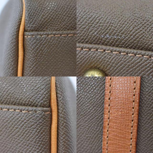 【中古】クレージュ courreges ボストンバッグ 鞄 ロゴ型押し 南京錠鍵付き 無地 レザー調 茶 ブラウン レディース_6