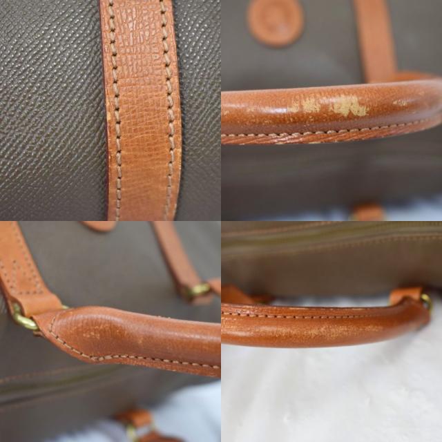 【中古】クレージュ courreges ボストンバッグ 鞄 ロゴ型押し 南京錠鍵付き 無地 レザー調 茶 ブラウン レディース_7