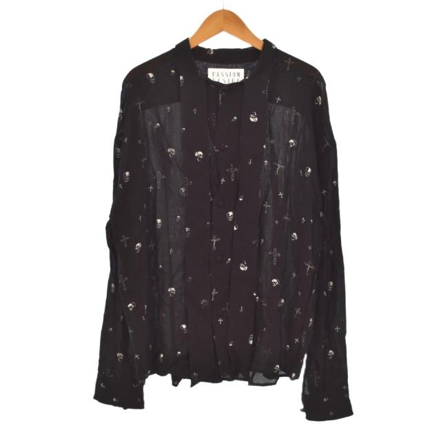 【中古】el conductor H BOW-TIE SHIRT CROSS AND SKULL ボウタイシャツ クロス スカル ロゴパッチ 2 黒 PD22SS01