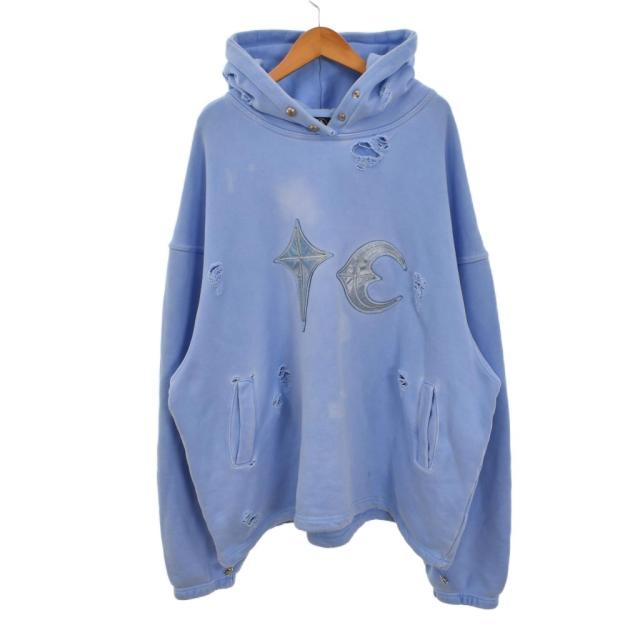 【中古】サグクラブ Thug Club 69着限定 TC ROCK パーカー フーディー ダメージ加工 2 青 ブルー TC24SS0403 メンズ
