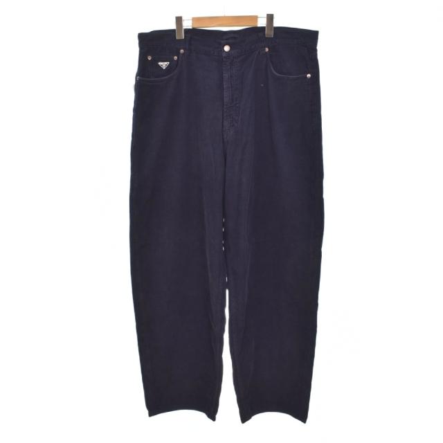 【中古】未使用品 プラダ PRADA Corduroy baggy jeans コーデュロイ バギージーンズ XXL 紺 ネイビー GEP385 メンズ