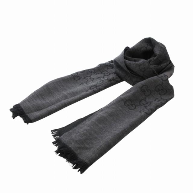 【中古】グッチ GUCCI ストール マフラー GG柄 薄手 フリンジ グレー /HO● 0120 ☆AA★ ■GY19 メンズの通販は