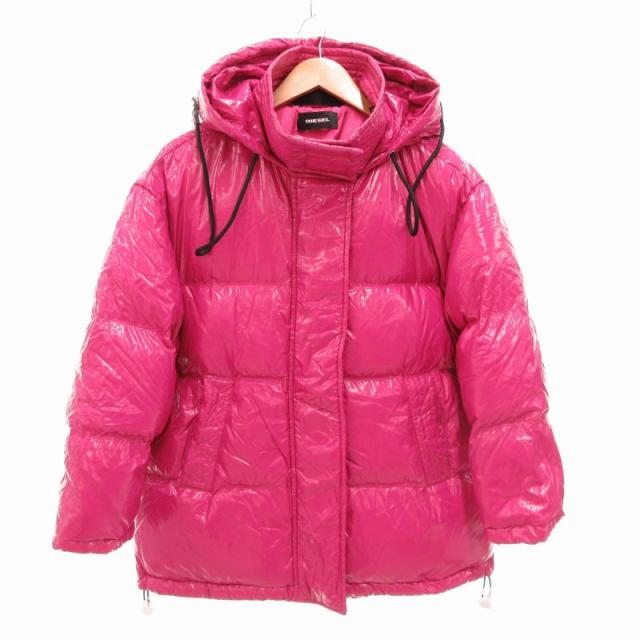 【中古】未使用品 ディーゼル DIESEL タグ付き W-ALLA JACKET ダウンジャケット フード ナイロン ピンク XXS