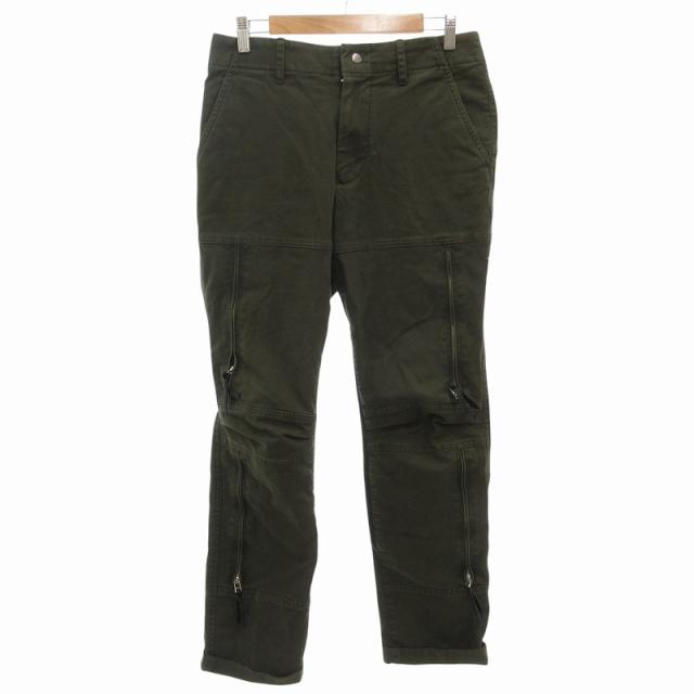 【中古】マックスフリッツ MaxFritz ストレッチエアインテークパンツ バイク テーパード レザー切替 カーキの通販は 8,624円