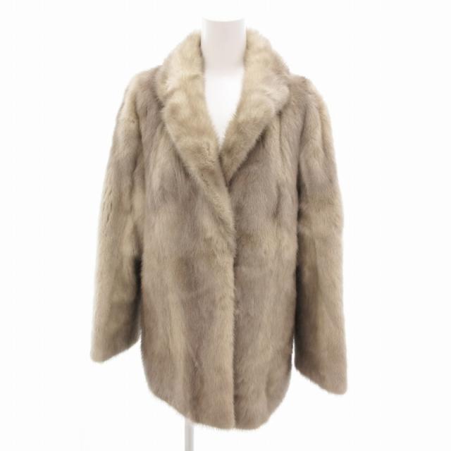 【中古】ムーンバットファー MOON BAT FUR サファイアミンク ファー ハーフコート ジャケット 毛皮 13 XL 白