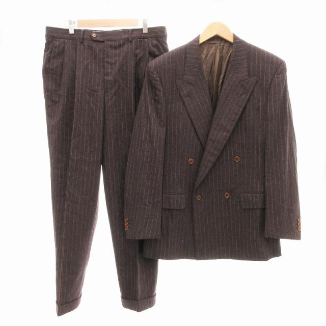 【中古】ルチアーノバルベラ LUCIANO BARBERA スーツ セットアップ テーラードジャケット パンツ ダブルブレスト 50