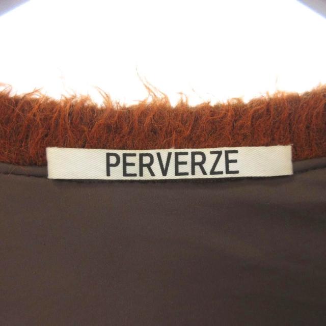 【中古】パーバーズ PERVERZE ノーカラー ジャケット カーディガン シャギー 長袖 アルパカ混 F オレンジ系 中古】パーバーズ PERVERZE ノーカラー ジャケット カーディガン
