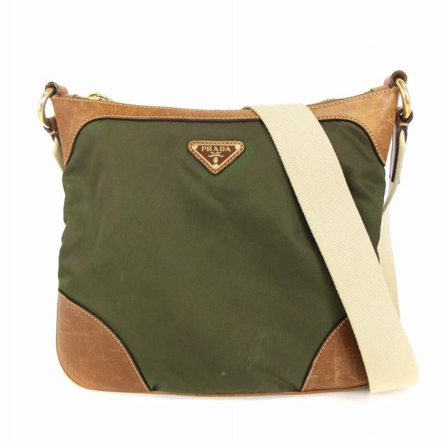 プラダ PRADA ショルダーバッグ 斜めがけ ナイロン ベージュ系 ビンテージ