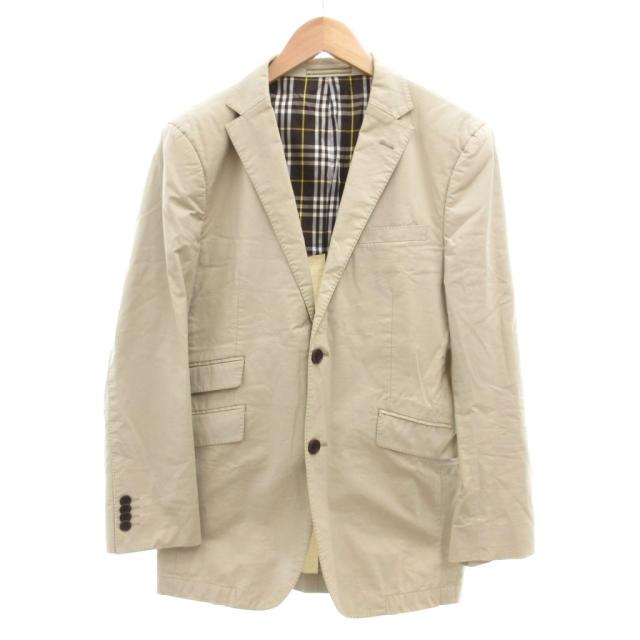 【中古】バーバリーブラックレーベル BURBERRY BLACK LABEL テーラードジャケット 2B 裏地チェック S ベージュ