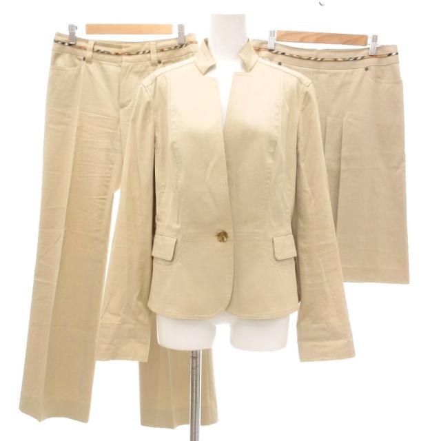 【中古】バーバリー ロンドン 3点セット セットアップ ジャケット スカート パンツ 42 40 L M