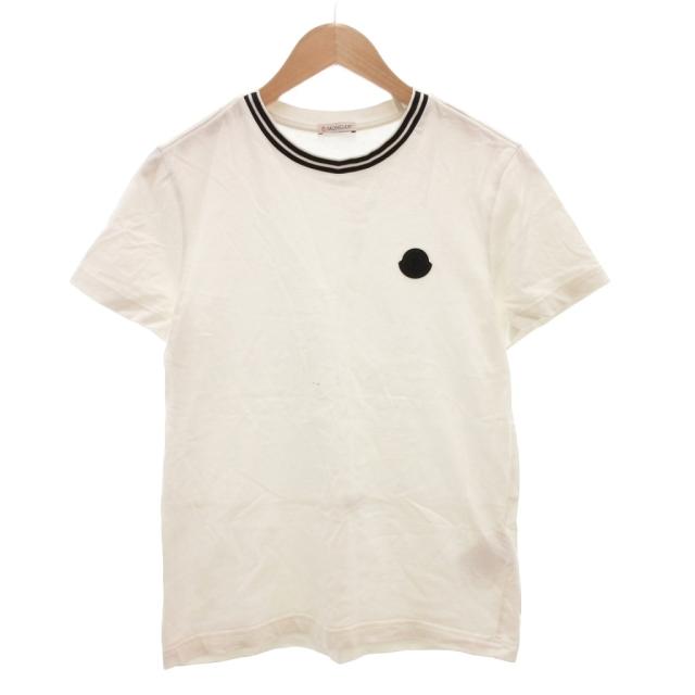 【中古】モンクレール MONCLER MAGLIA T-SHIRT Tシャツ クルーネック ロゴ ワッペン 半袖 S 白 ホワイト /AE メンズ