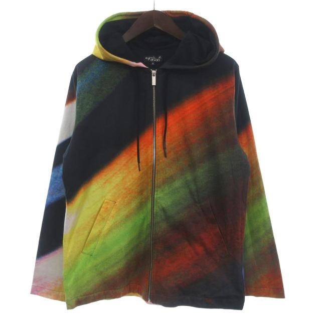【中古】アニエスベー agnes b. 美品 パーカー ジップアップ フーディー アートプリント 長袖 S マルチカラー