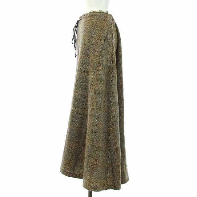 【中古】未使用品 ワイズ Y's ヨウジヤマモト 22AW WOOL BRITISH TWEED BACK DROP SKIRT スカート ロング  フレア ヘリンボーン 1｜au PAY マーケット