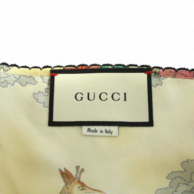 【中古】グッチ GUCCI 2017年製 キャミソール シルク アニマル柄 総柄 イタリア製 42 M ベージュ マルチカラー｜au PAY マーケット