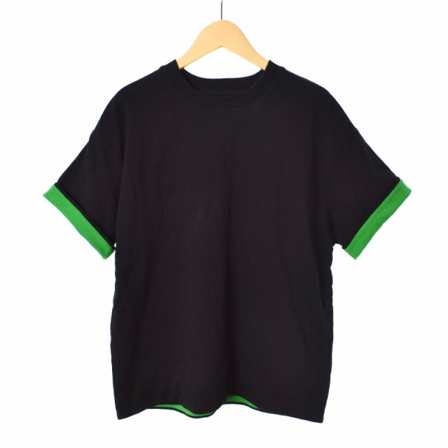 中古】ボッテガヴェネタ BOTTEGA VENETA BLACK TWO-LAYERED T-SHIRT ...