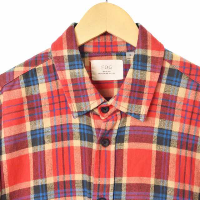 【中古】FOG FEAR OF GOD 1ST COLLECTION FLANNEL SHIRT フランネル シャツ 長袖 チェック S 赤  レッド｜au PAY マーケット