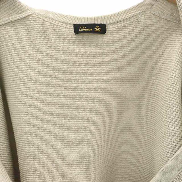 【中古】ドゥロワー Drawer 14G横あぜ編みクルーネックニットカーディガン 金ボタン 長袖 ライトグレージュの通販は