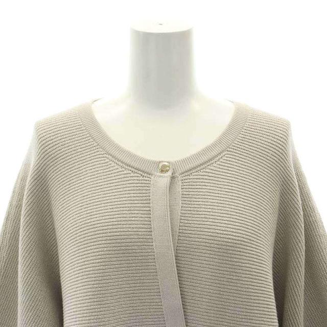 【中古】ドゥロワー Drawer 14G横あぜ編みクルーネックニットカーディガン 金ボタン 長袖 ライトグレージュの通販は