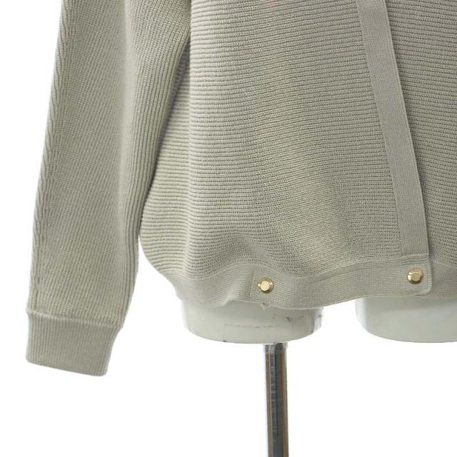 【中古】ドゥロワー Drawer 14G横あぜ編みクルーネックニットカーディガン 金ボタン 長袖 ライトグレージュの通販は