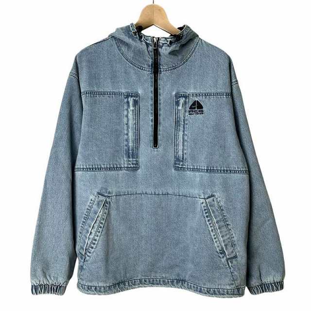 【中古】シュプリーム SUPREME ×NIKE ACG 22AW Denim Pullover デニム プルオーバー パーカー ハーフジップ M 青