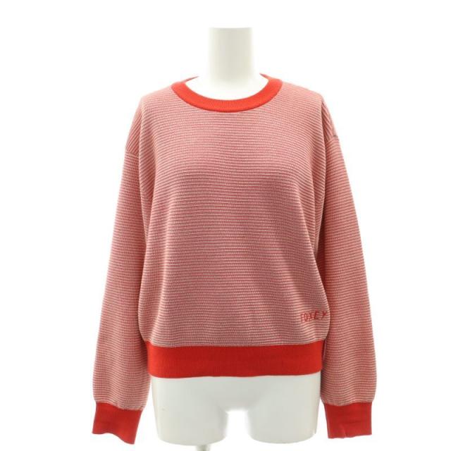 【中古】フォクシー ブティック FOXEY BOUTIQUE Knit Top Santal Rouge ニット ボーダー ロゴ 長袖 38 レッド 42600の通販は 18,300円