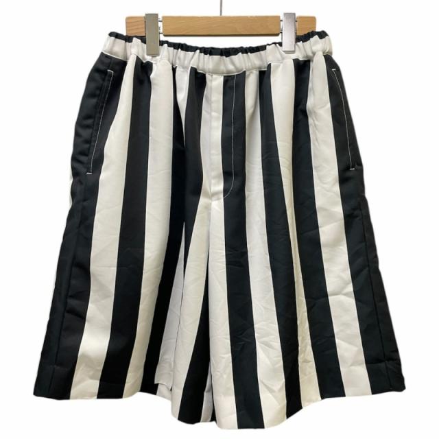 【中古】ブラックコムデギャルソン BLACK COMME des GARCONS 23SS ストライプ ショートパンツ 白 黒 S 1K-P010の通販は