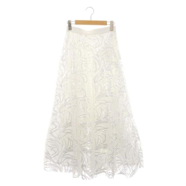 【中古】未使用品 スナイデル 23AW スパンコール刺繍スカート ロング フレア チュール 0 オフホワイト