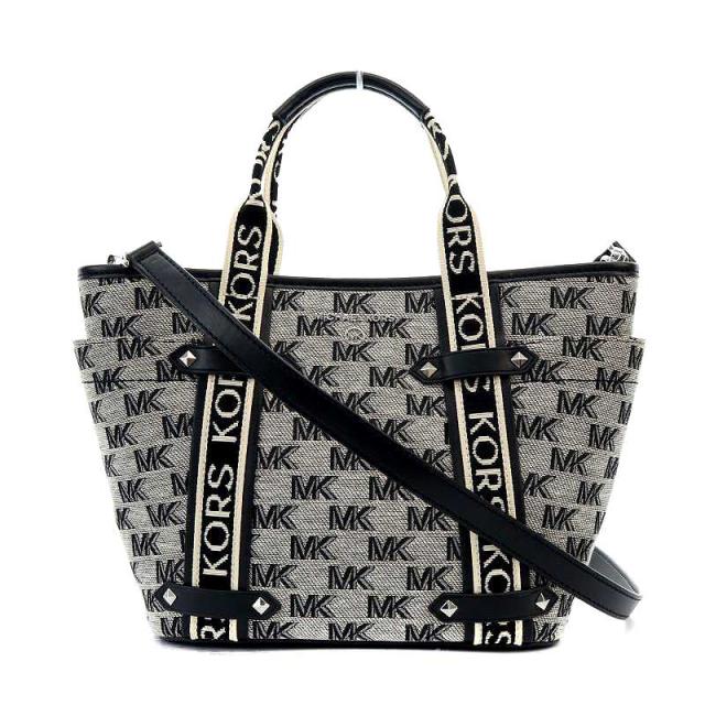【中古】マイケルコース MICHAEL KORS MAEVE トートバッグ ショルダーバッグ グレー 黒 ブラック /AK29 レディース