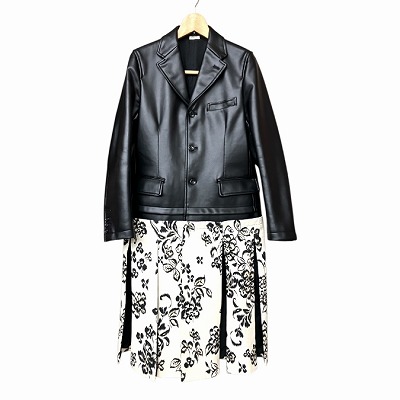 【中古】コムデギャルソンオムプリュス COMME des GARCONS HOMME PLUS 23SS フェイクレザー 短冊 コート 黒 S PI-J033