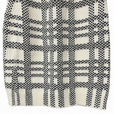 【中古】ルイヴィトン LOUIS VUITTON 22SS カシミヤ混 ツイード ニット スカート モノグラム チェック 白 黒 S ☆AA★_3